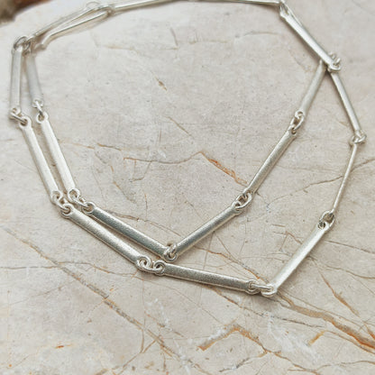 Vintage Lapponia Textured Bar-Link Sterling Silver Necklace, 2002