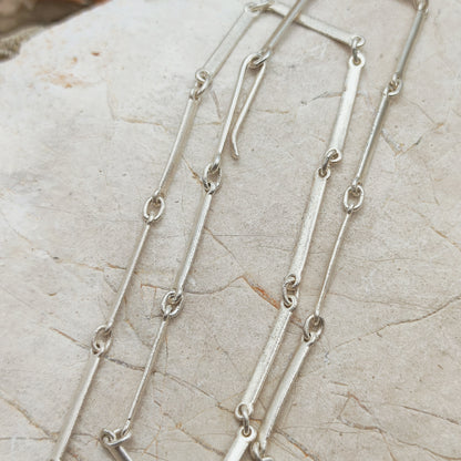 Vintage Lapponia Textured Bar-Link Sterling Silver Necklace, 2002