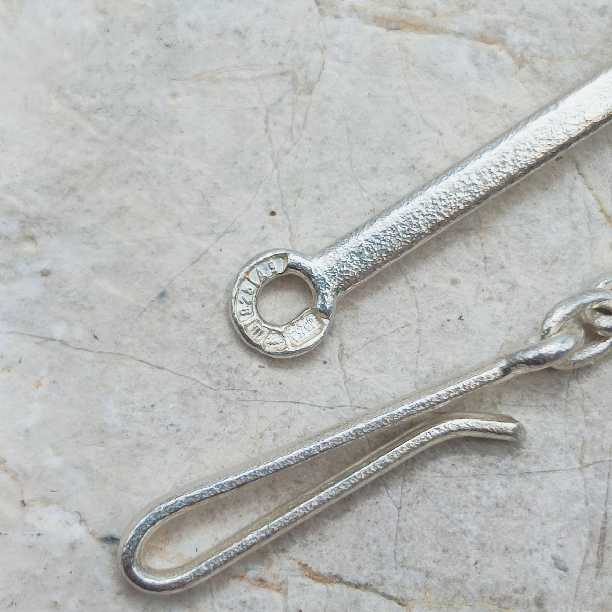Vintage Lapponia Textured Bar-Link Sterling Silver Necklace, 2002
