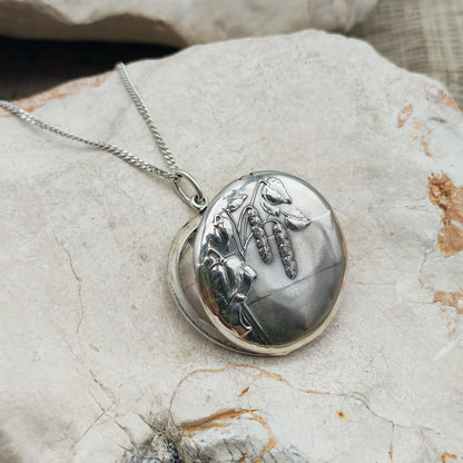 Antique Art Nouveau 800 Silver Locket with Hazel Catkins