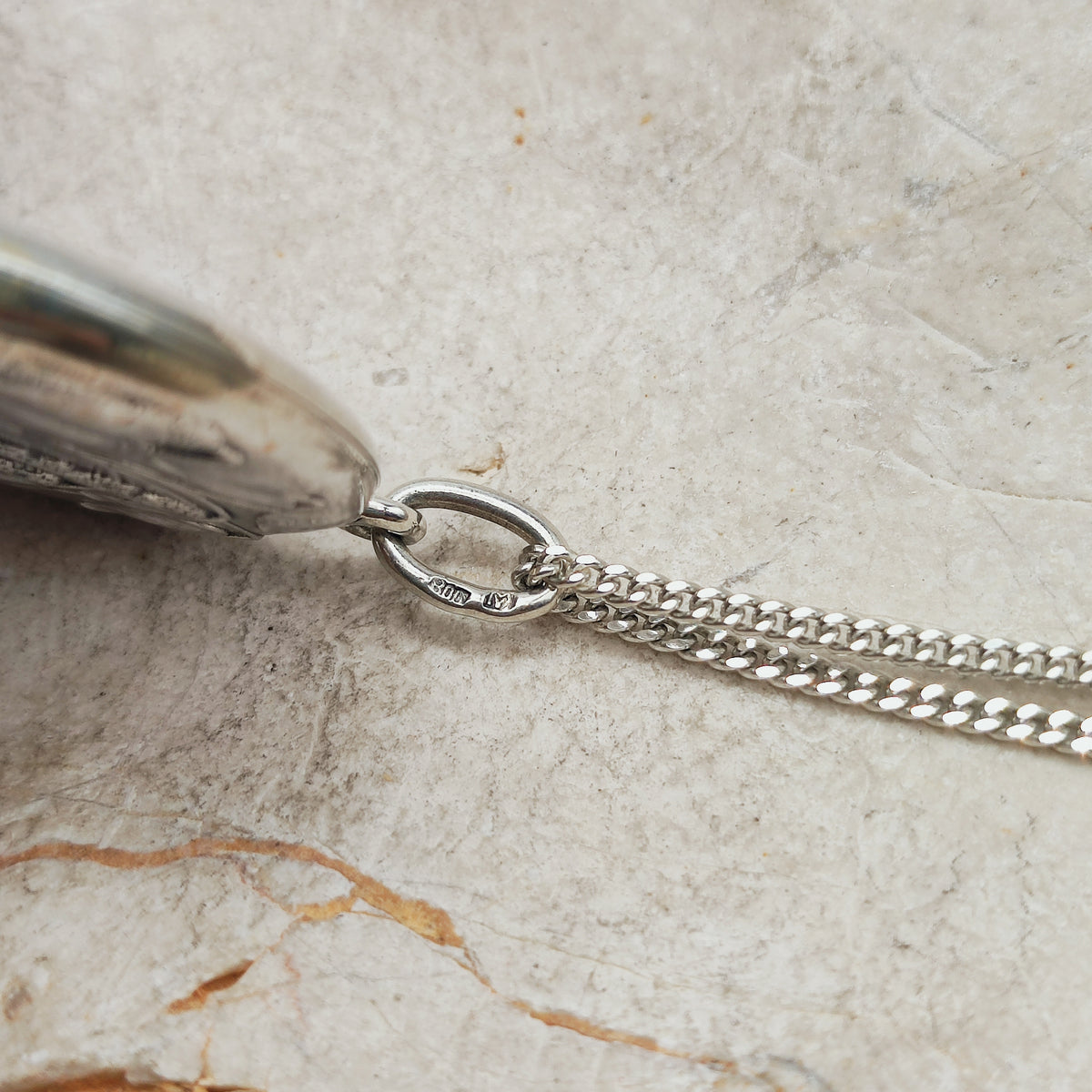 Antique Art Nouveau 800 Silver Locket with Hazel Catkins