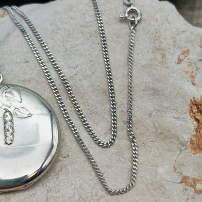 Antique Art Nouveau 800 Silver Locket with Hazel Catkins