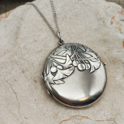 Antique Art Nouveau 800 Silver Ginkgo Locket