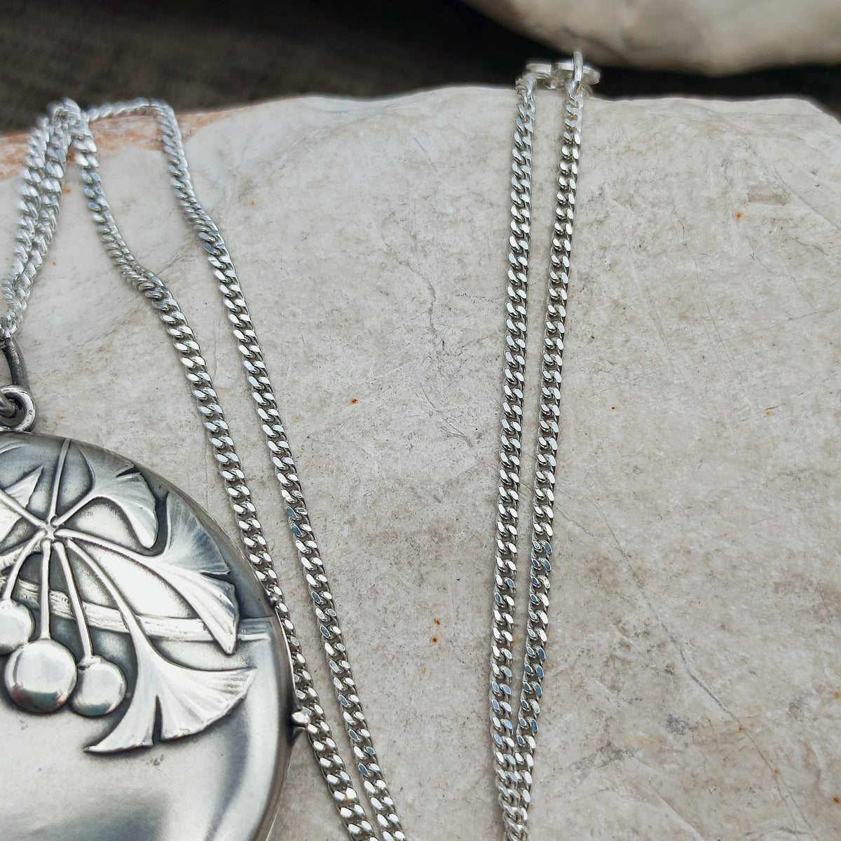 Antique Art Nouveau 800 Silver Ginkgo Locket