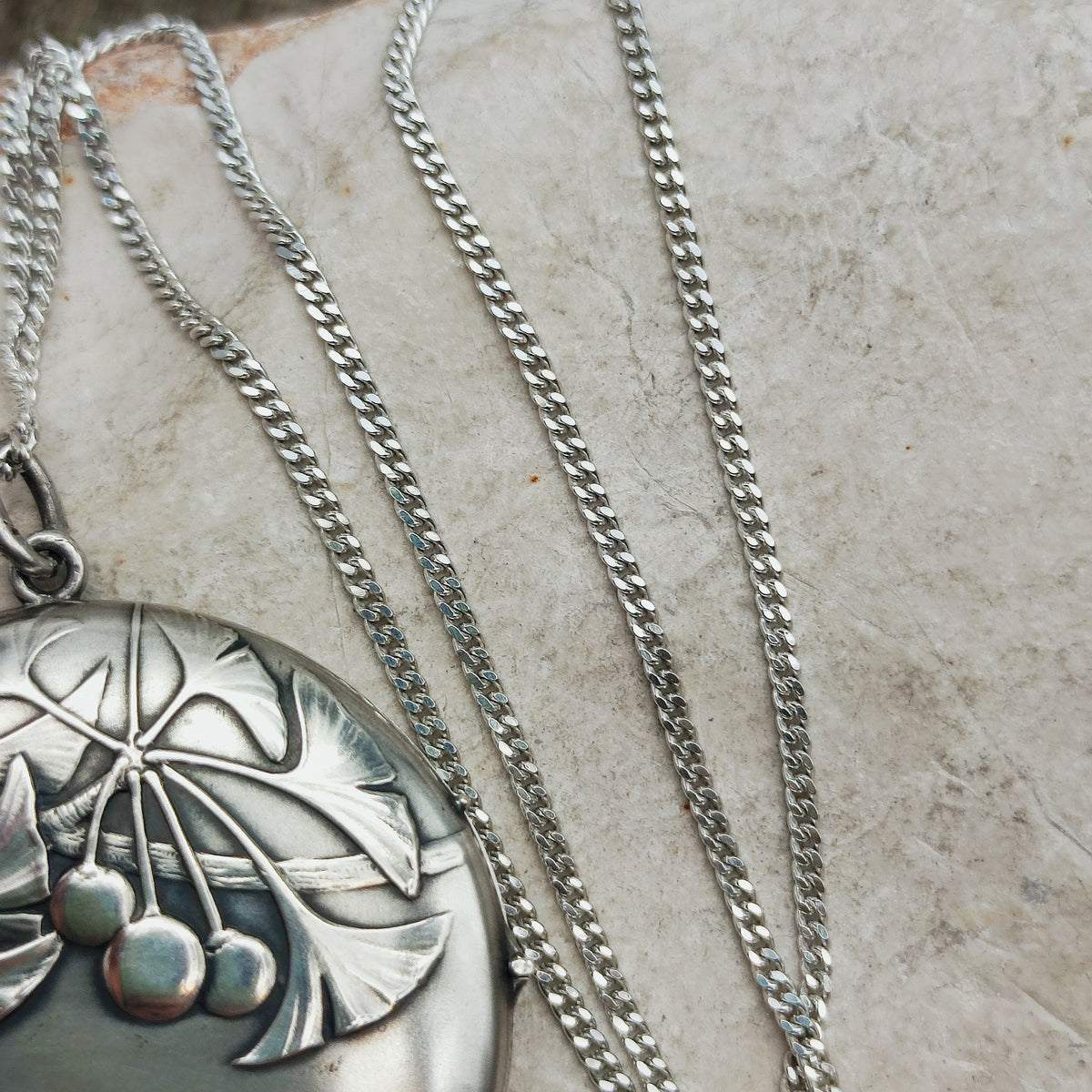 Antique Art Nouveau 800 Silver Ginkgo Locket