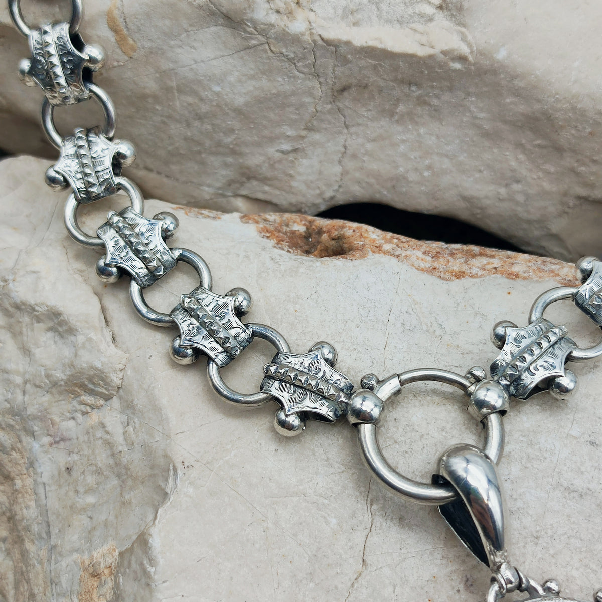 Antique Victorian Silver Book Chain and Presentation Locket, Dated 1882