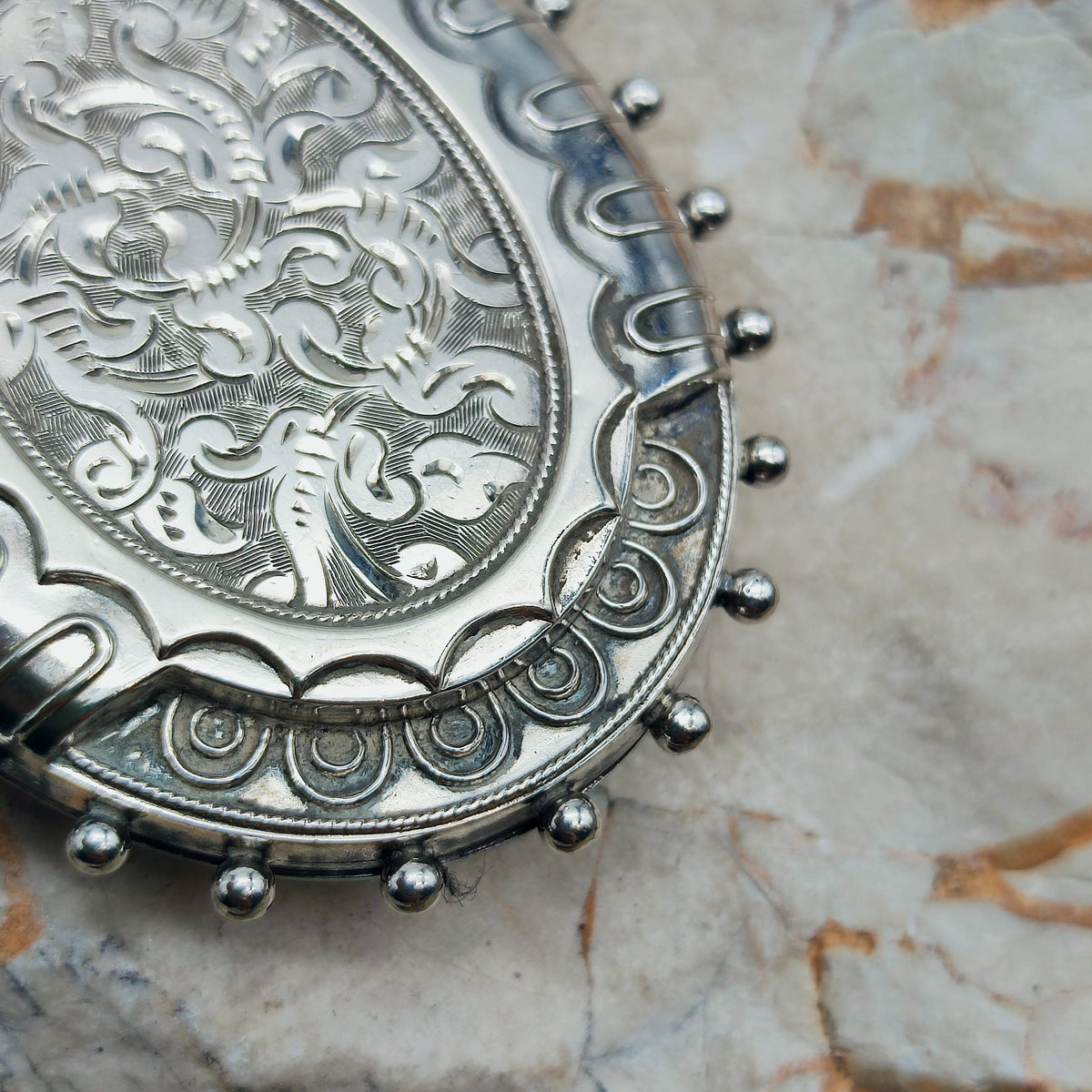Antique Victorian Silver Book Chain and Presentation Locket, Dated 1882