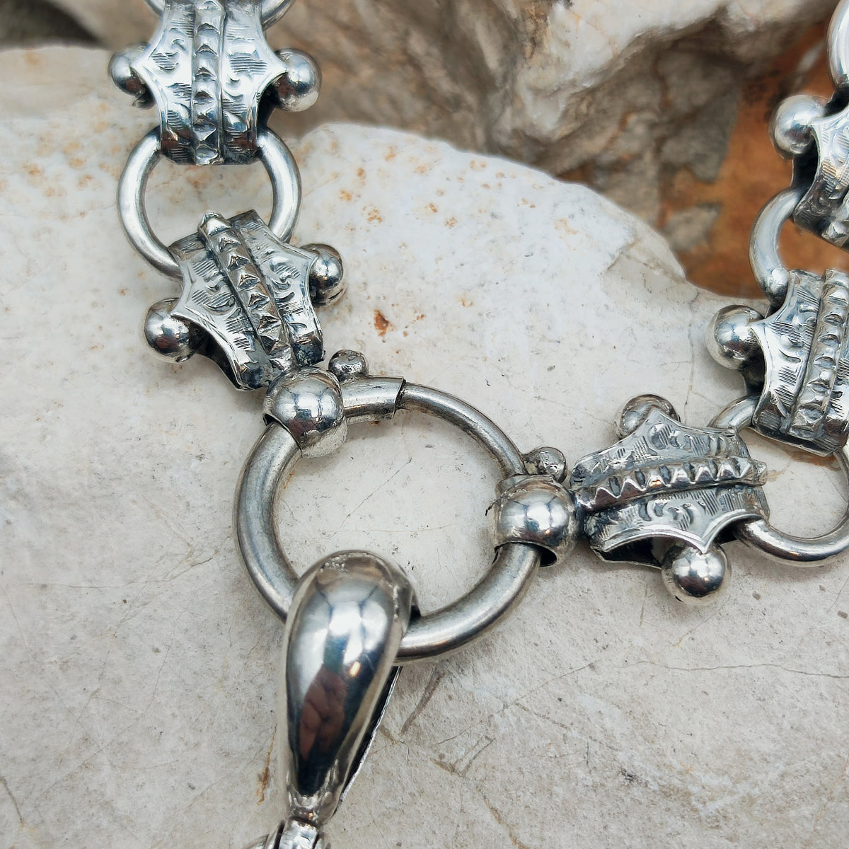 Antique Victorian Silver Book Chain and Presentation Locket, Dated 1882