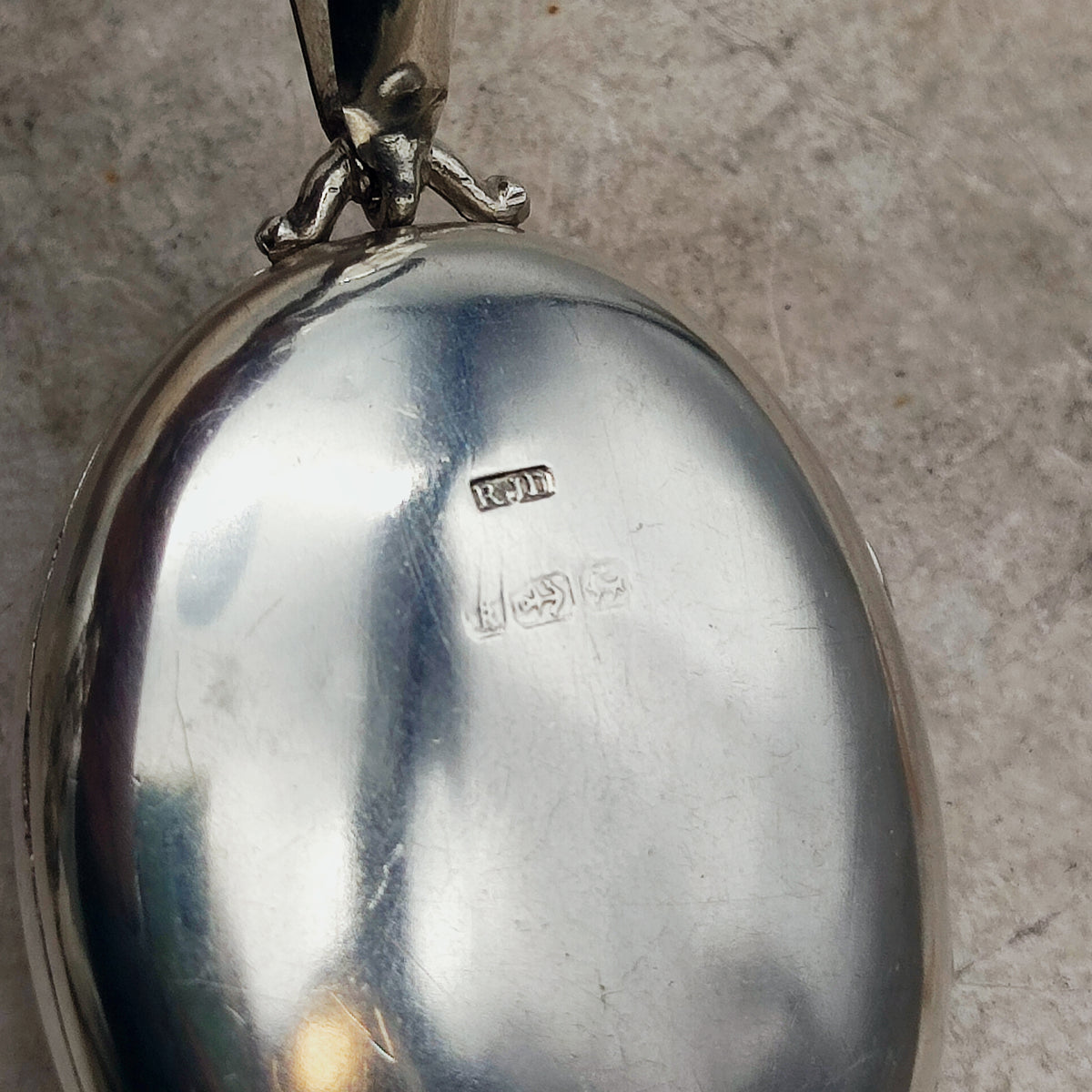 Antique Victorian Sterling Silver Book Chain and Locket by Robert James Dick, 1884
