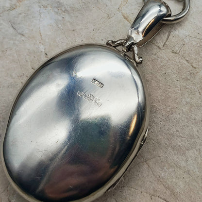 Antique Victorian Sterling Silver Book Chain and Locket by Robert James Dick, 1884