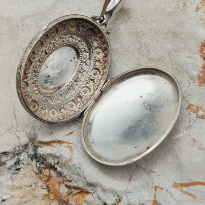 Antique Victorian Sterling Silver Book Chain and Locket by Robert James Dick, 1884