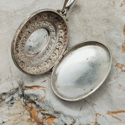 Antique Victorian Sterling Silver Book Chain and Locket by Robert James Dick, 1884