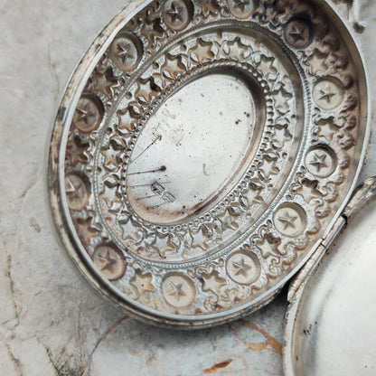 Antique Victorian Sterling Silver Book Chain and Locket by Robert James Dick, 1884