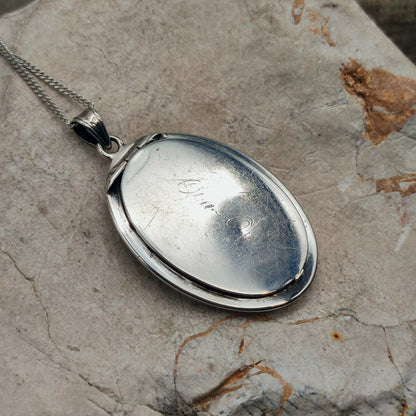 Antique Silver Locket with Rose-Cut Diamond, Rubies and Seed Pearls