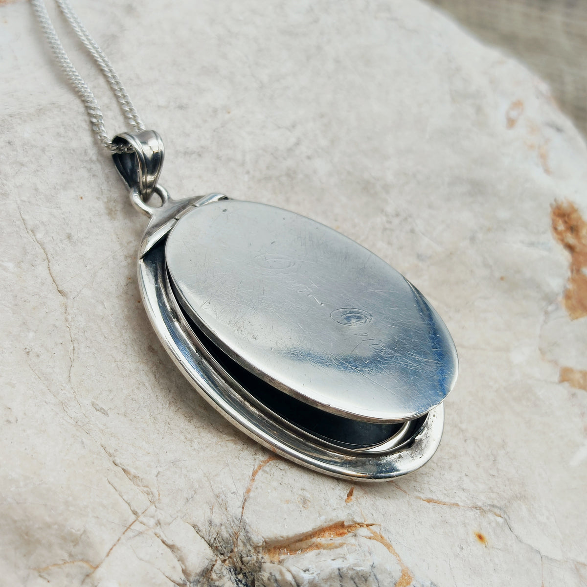 Antique Silver Locket with Rose-Cut Diamond, Rubies and Seed Pearls