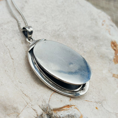 Antique Silver Locket with Rose-Cut Diamond, Rubies and Seed Pearls