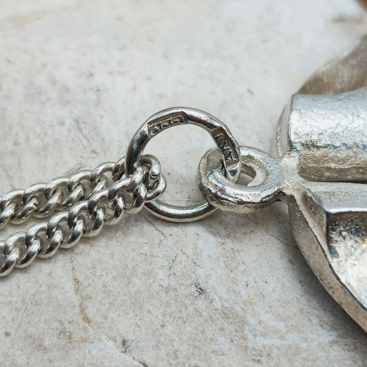 Vintage Finnish AKT 830 Silver Brutalist Pendant Necklace