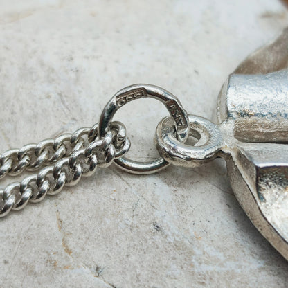 Vintage Finnish AKT 830 Silver Brutalist Pendant Necklace