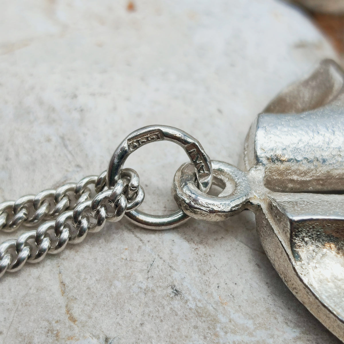 Vintage Finnish AKT 830 Silver Brutalist Pendant Necklace