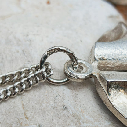 Vintage Finnish AKT 830 Silver Brutalist Pendant Necklace