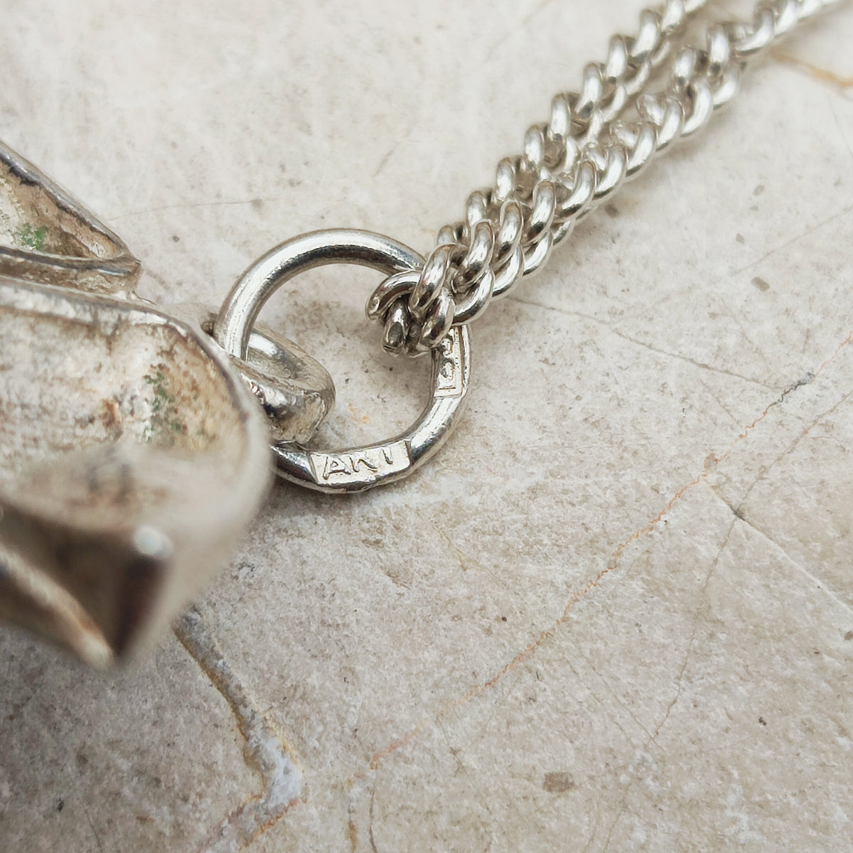 Vintage Finnish AKT 830 Silver Brutalist Pendant Necklace