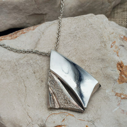 Vintage Finnish Tammen Koru AKT Sterling Silver Geometric Pendant Necklace