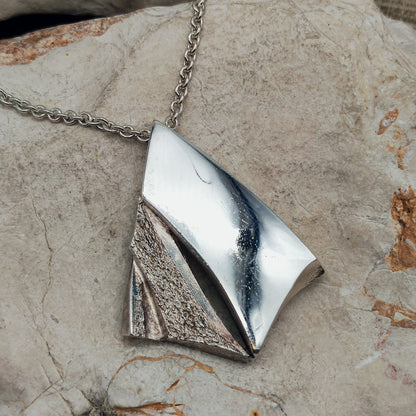 Vintage Finnish Tammen Koru AKT Sterling Silver Geometric Pendant Necklace