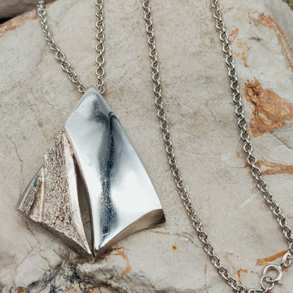 Vintage Finnish Tammen Koru AKT Sterling Silver Geometric Pendant Necklace
