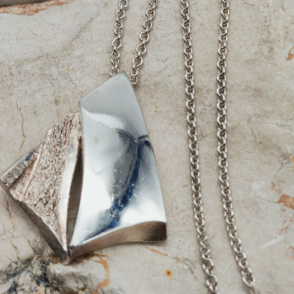 Vintage Finnish Tammen Koru AKT Sterling Silver Geometric Pendant Necklace