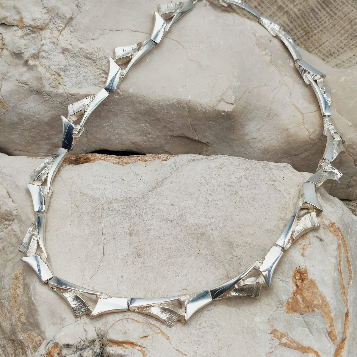 Vintage Finnish AKT Sterling Silver Link Necklace by Marjut Kemppi