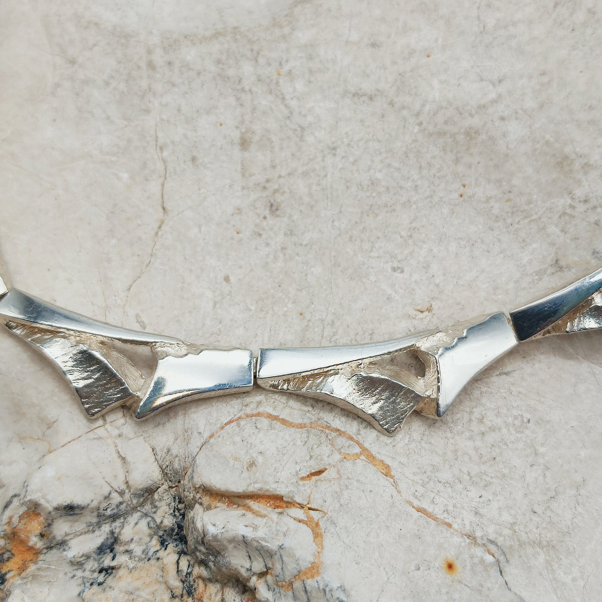 Vintage Finnish AKT Sterling Silver Link Necklace by Marjut Kemppi