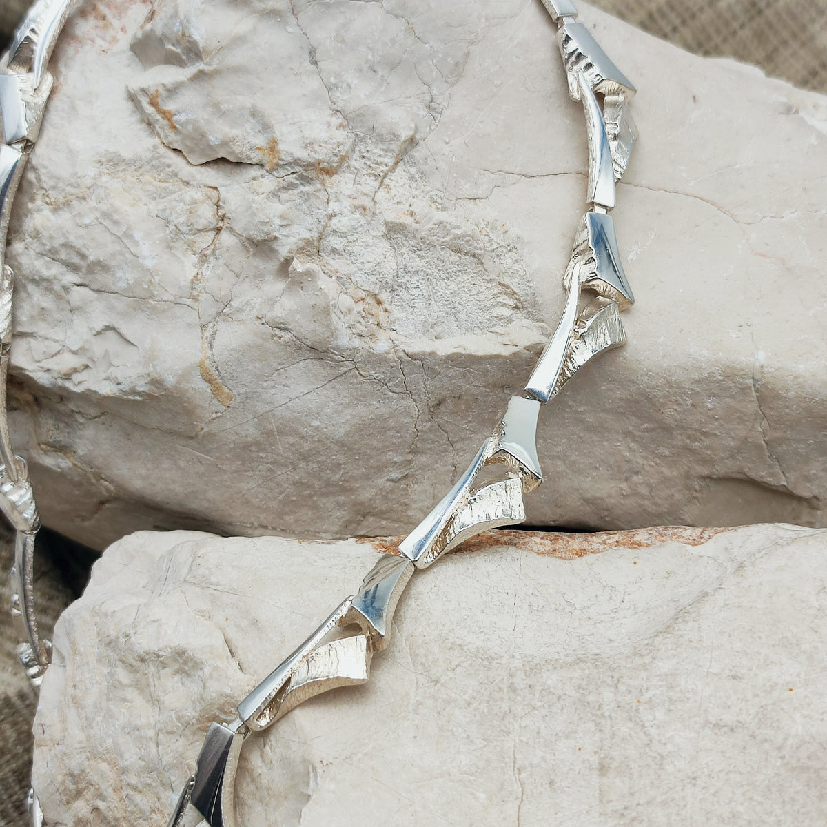 Vintage Finnish AKT Sterling Silver Link Necklace by Marjut Kemppi