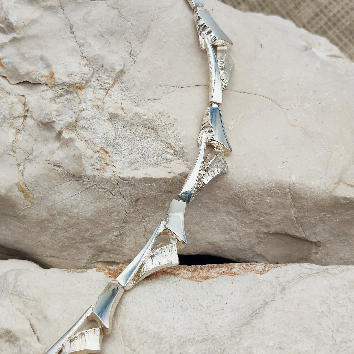 Vintage Finnish AKT Sterling Silver Link Necklace by Marjut Kemppi