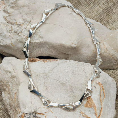 Vintage Finnish AKT Sterling Silver Link Necklace by Marjut Kemppi