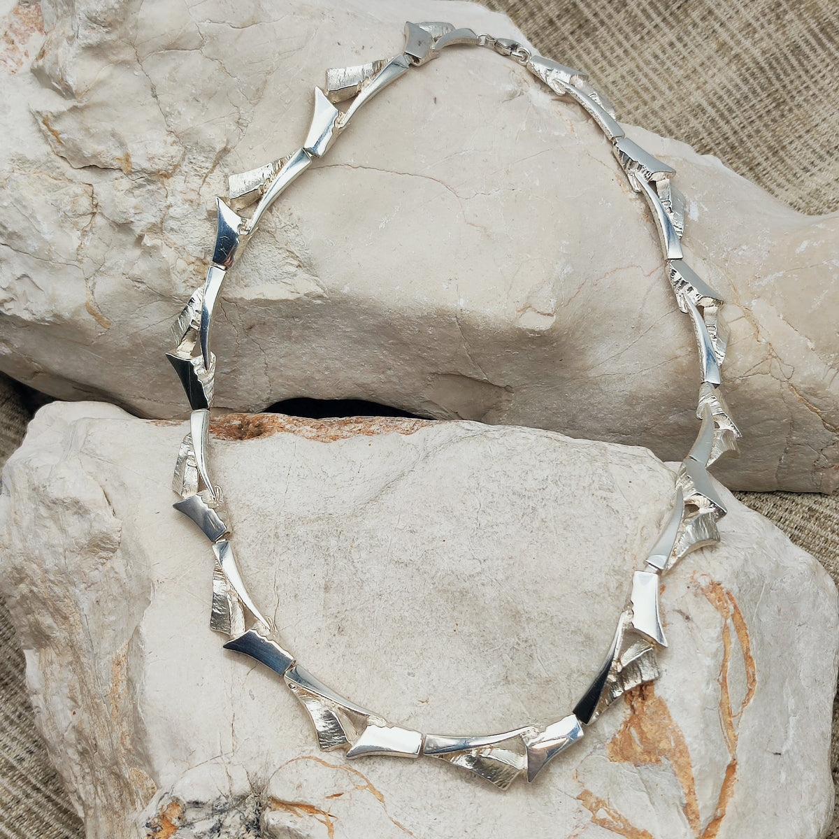 Vintage Finnish AKT Sterling Silver Link Necklace by Marjut Kemppi