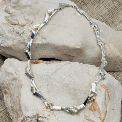 Vintage Finnish AKT Sterling Silver Link Necklace by Marjut Kemppi