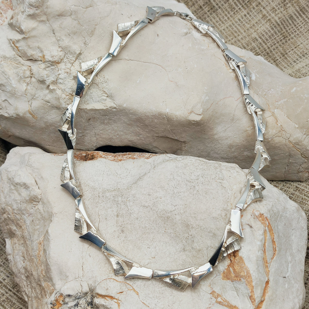 Vintage Finnish AKT Sterling Silver Link Necklace by Marjut Kemppi