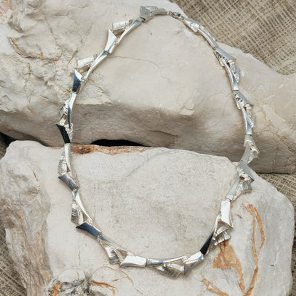 Vintage Finnish AKT Sterling Silver Link Necklace by Marjut Kemppi