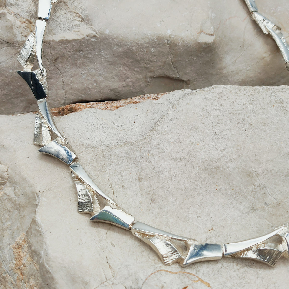 Vintage Finnish AKT Sterling Silver Link Necklace by Marjut Kemppi
