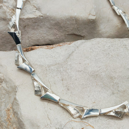 Vintage Finnish AKT Sterling Silver Link Necklace by Marjut Kemppi