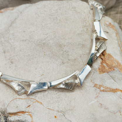 Vintage Finnish AKT Sterling Silver Link Necklace by Marjut Kemppi