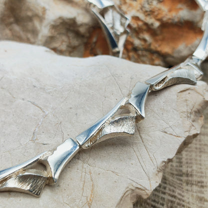 Vintage Finnish AKT Sterling Silver Link Necklace by Marjut Kemppi