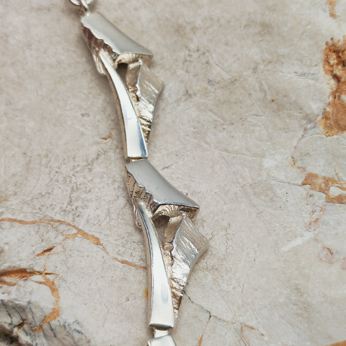 Vintage Finnish AKT Sterling Silver Link Necklace by Marjut Kemppi