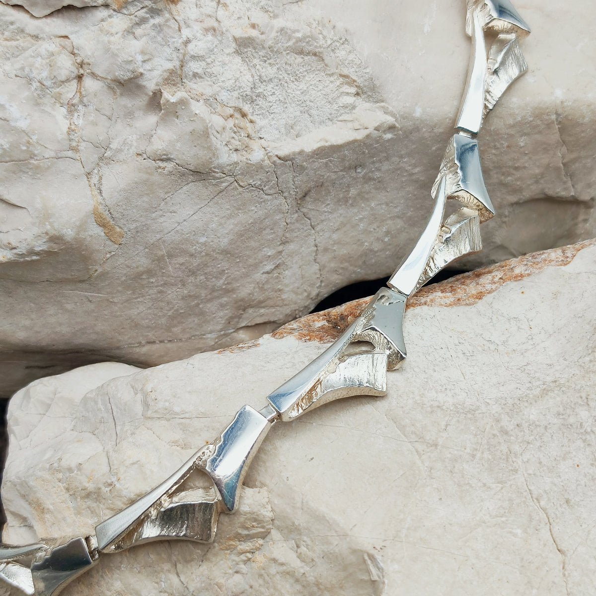 Vintage Finnish AKT Sterling Silver Link Necklace by Marjut Kemppi