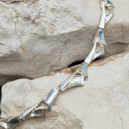 Vintage Finnish AKT Sterling Silver Link Necklace by Marjut Kemppi