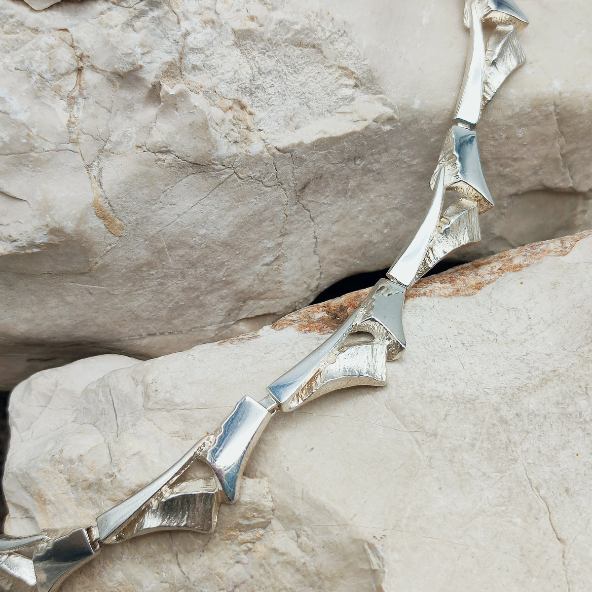 Vintage Finnish AKT Sterling Silver Link Necklace by Marjut Kemppi