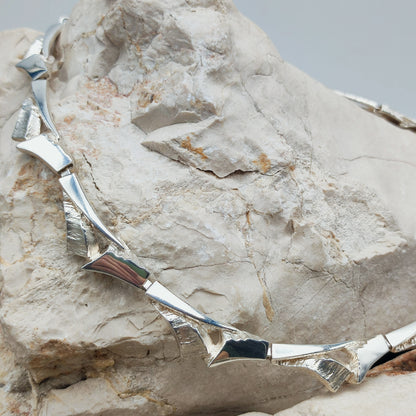 Vintage Finnish AKT Sterling Silver Link Necklace by Marjut Kemppi