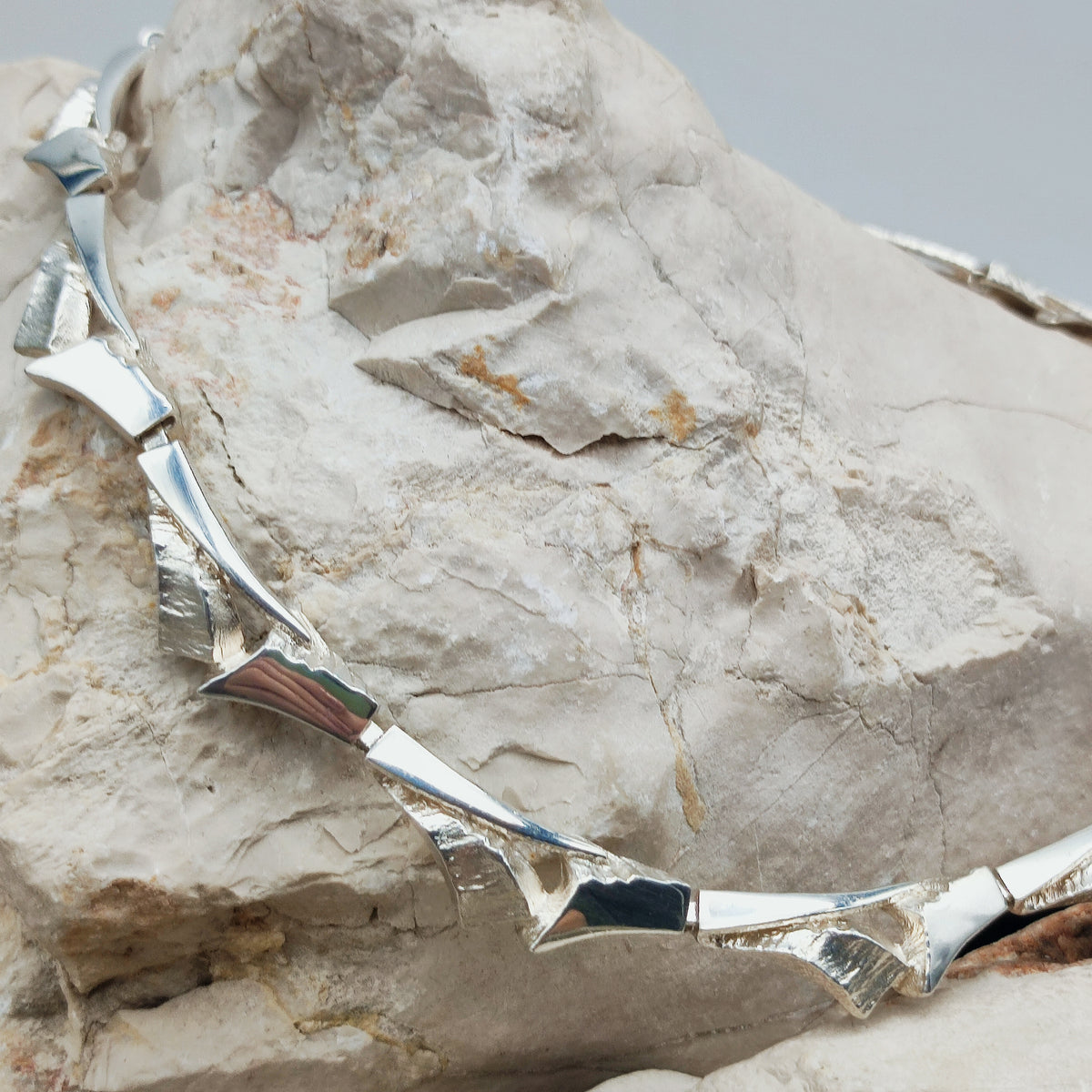 Vintage Finnish AKT Sterling Silver Link Necklace by Marjut Kemppi