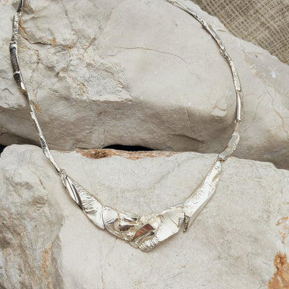 Finnish AKT Sterling Silver Sculptural Collar Necklace