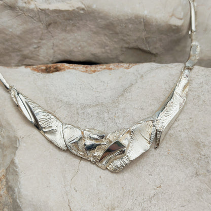 Finnish AKT Sterling Silver Sculptural Collar Necklace